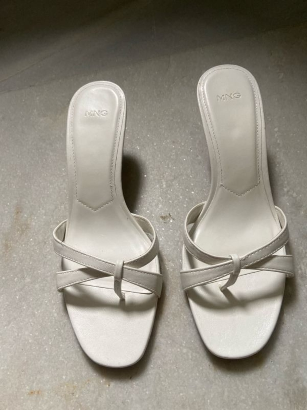 Mango White Knotted Slide Mules